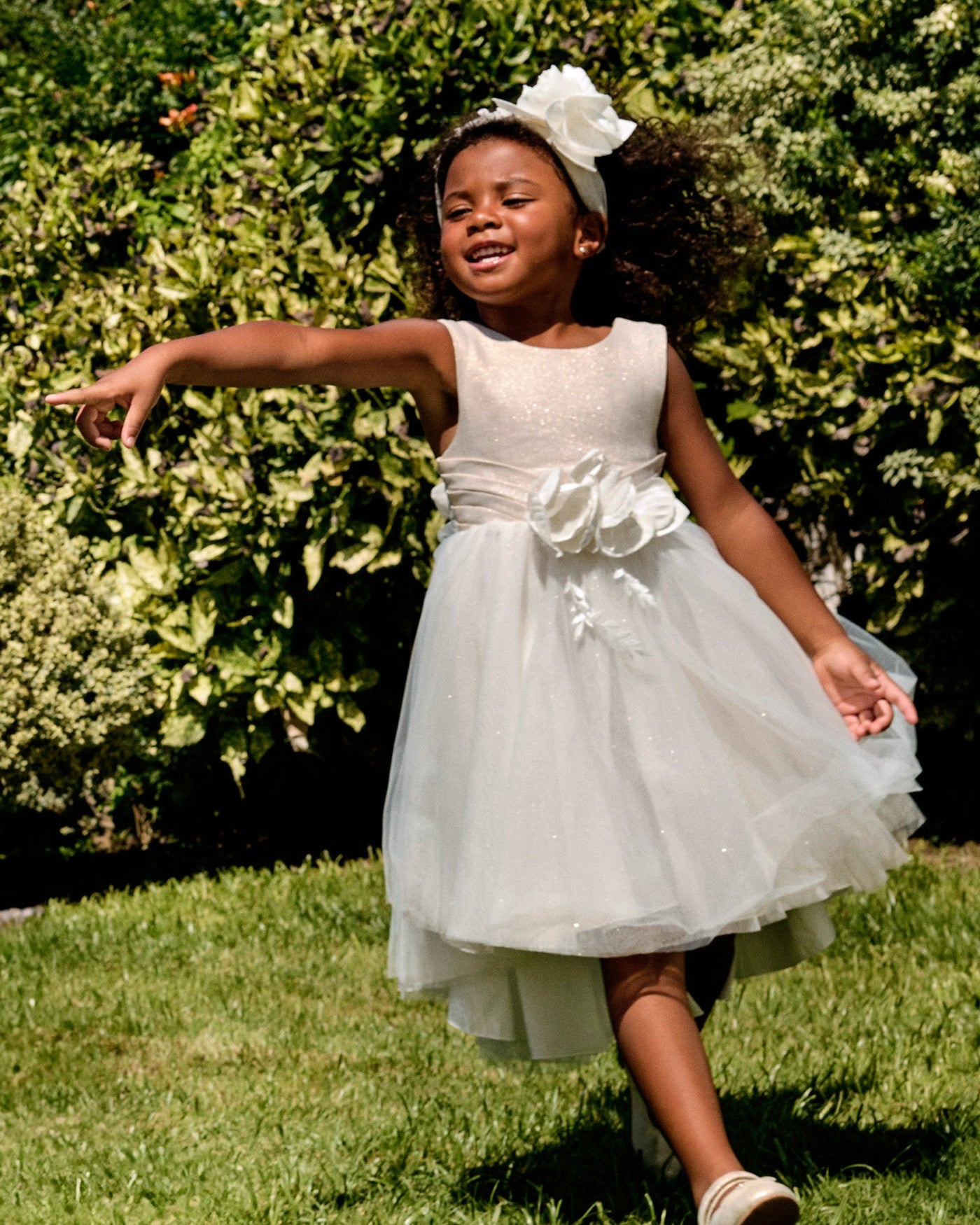 knee length dresses for ladies Baby Girls Celebration Linen Dress in Beige and Ivory with Bow (6mths-18mths) main image 1