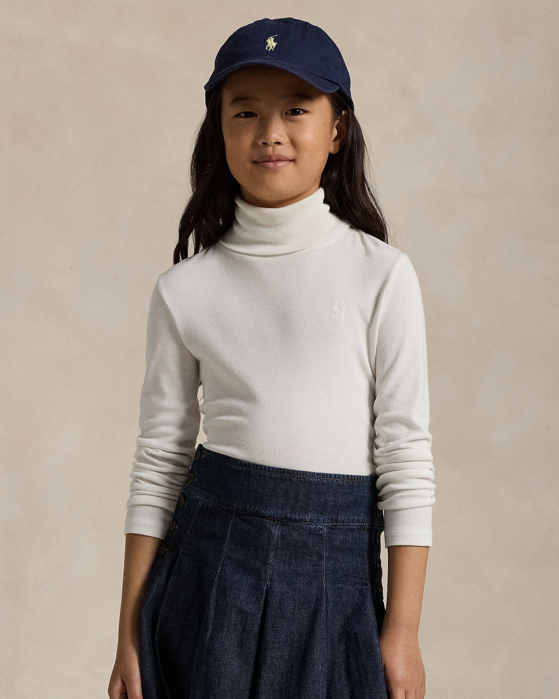 Ralph Lauren Girls Ribbed Cotton-Blend Turtleneck