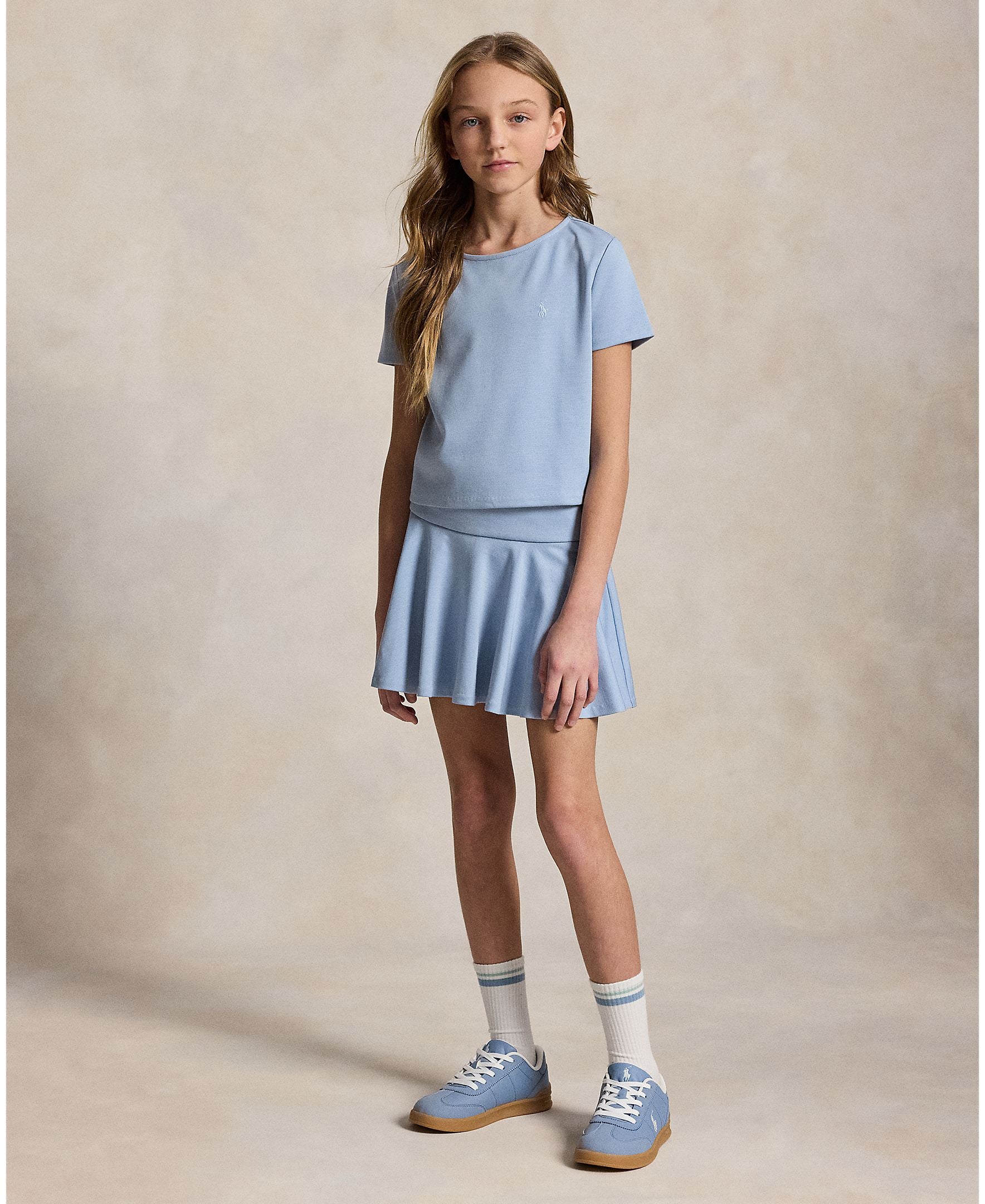 Ralph Lauren Girls Ponte Roma Contrast Stitch Estate Blue Top & Skirt_ –  NorthGirls