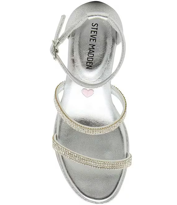 Steve Madden Kids Jsizzle Silver Ankle Strap Sandal