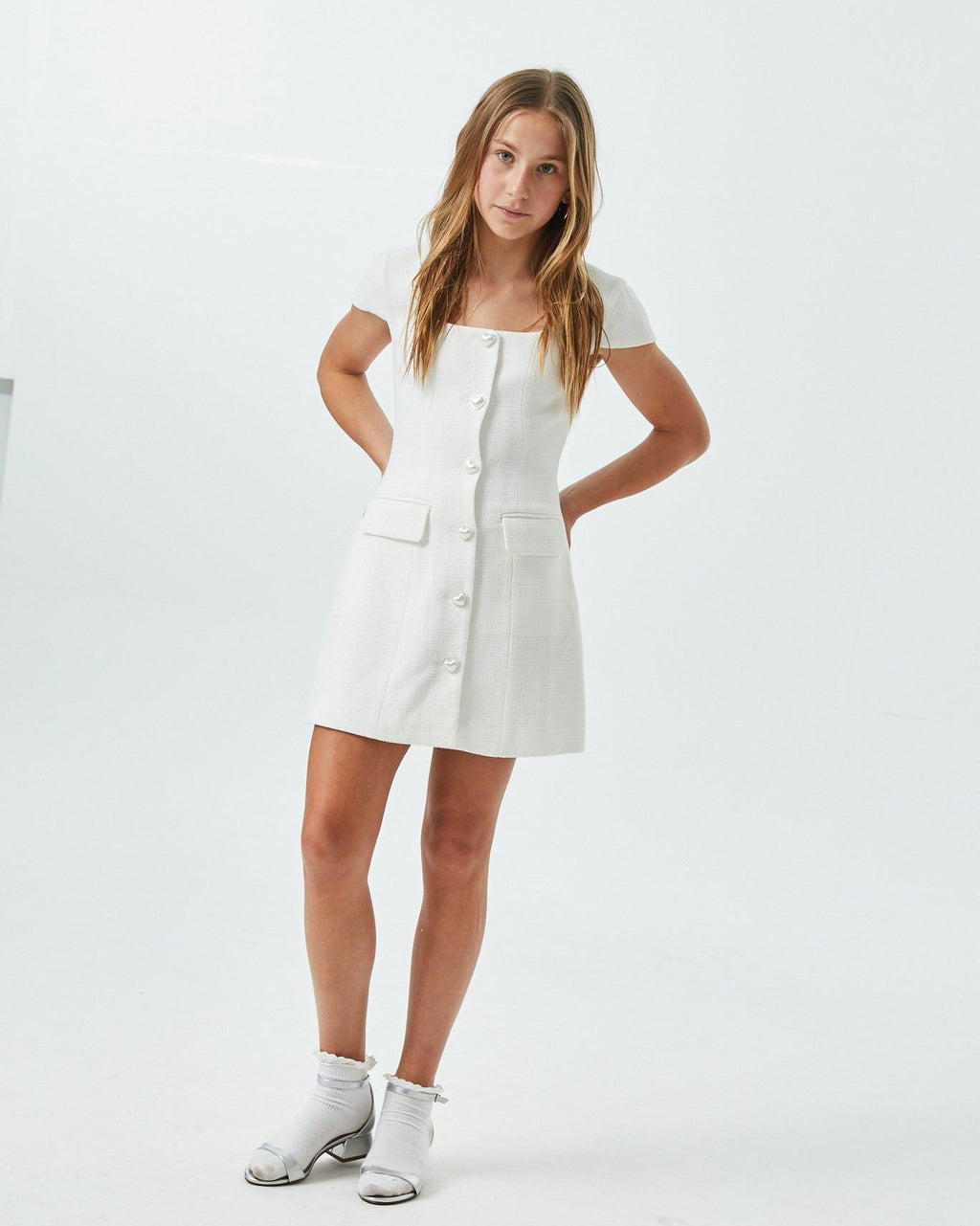 Theme Girls Zoe Cap Sleeve Button Down Dress_ KDR68