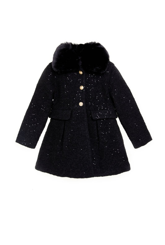 Girls Wool Coat With Fur Collar