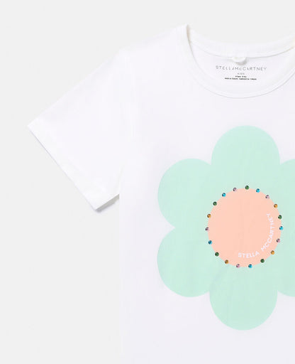 Stella McCartney White T-Shirt W/ Festive Flower Print _TU8E01-Z0434-101