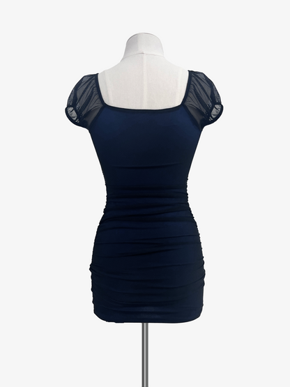 Cheryl Kids Black & Blue Mesh Fitted Dress _6037-7931