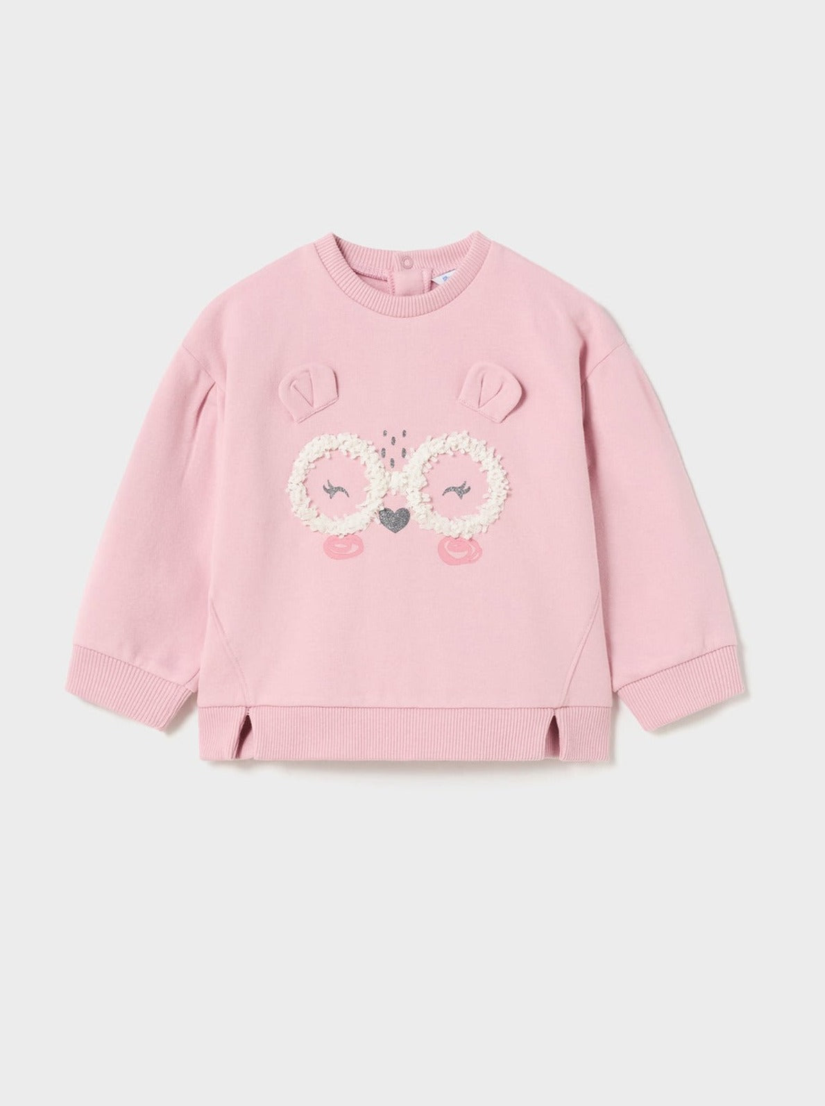 Mayoral Baby Pink 3D Bear Applique Sweatshirt _2414-95