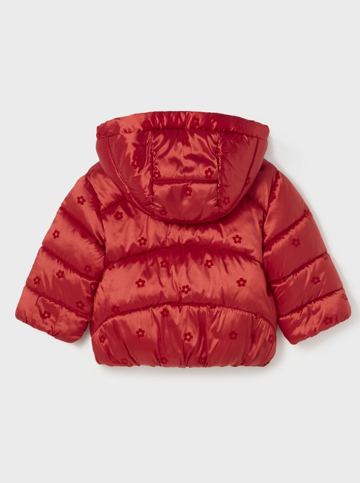 Mayoral Baby Red Hooded Flower Print Padded Coat _2424-63