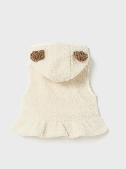 Mayoral Baby Cream Hooded Shearling Vest, Teddy Sweater & Pant Set _2667-71