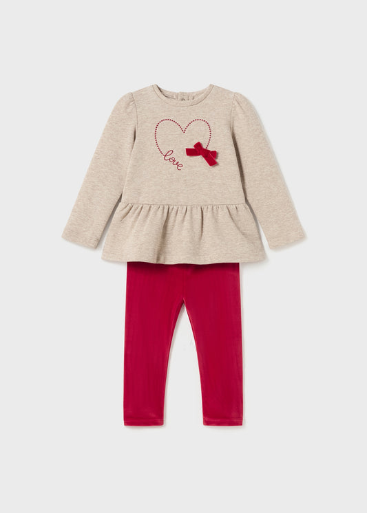 Mayoral Baby Red Love Tunic Sweater & Velvet Legging Set _2765-88