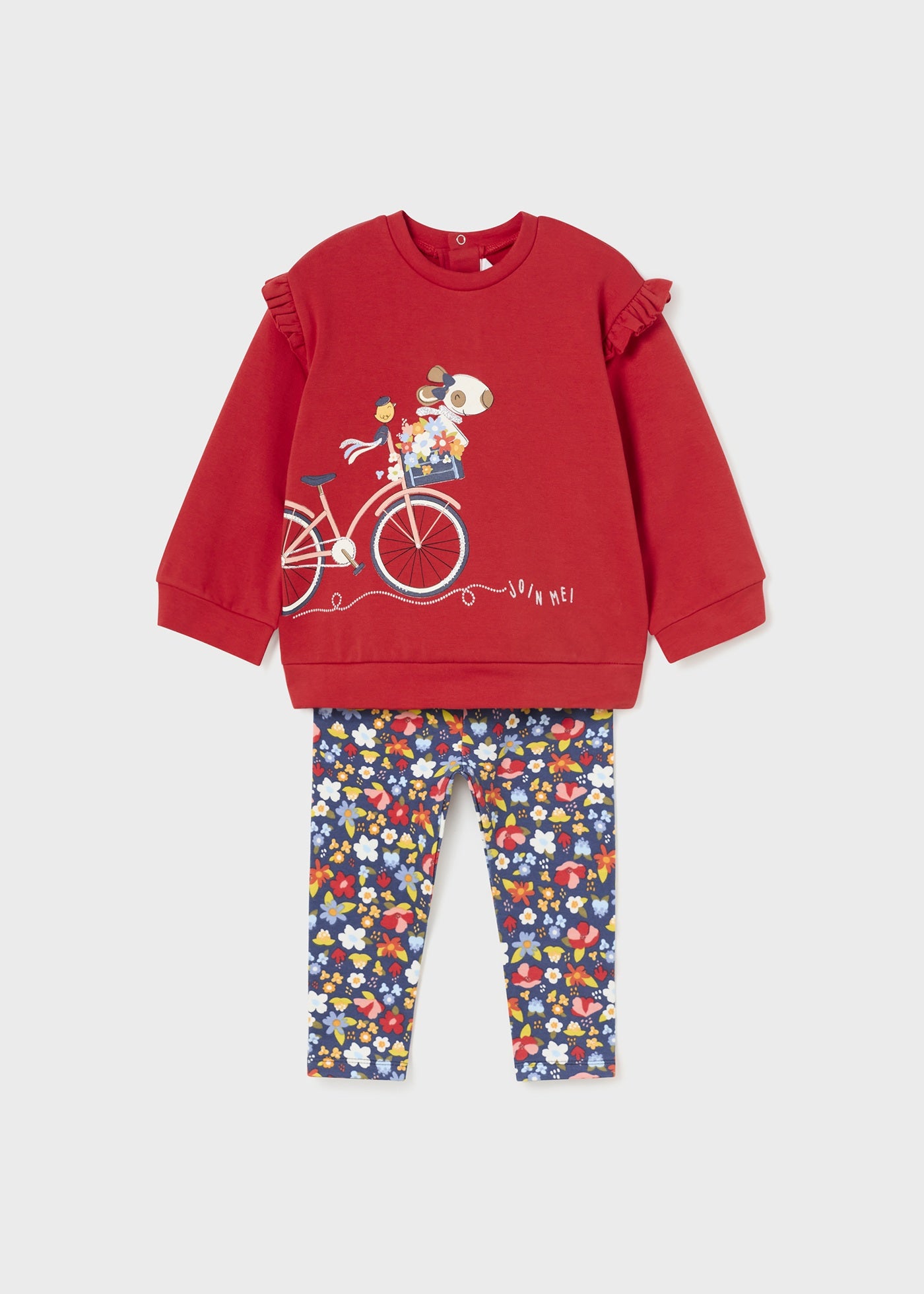 Mayoral Baby Red Bike Sweatshirt & Print Leggings Set _2767-92