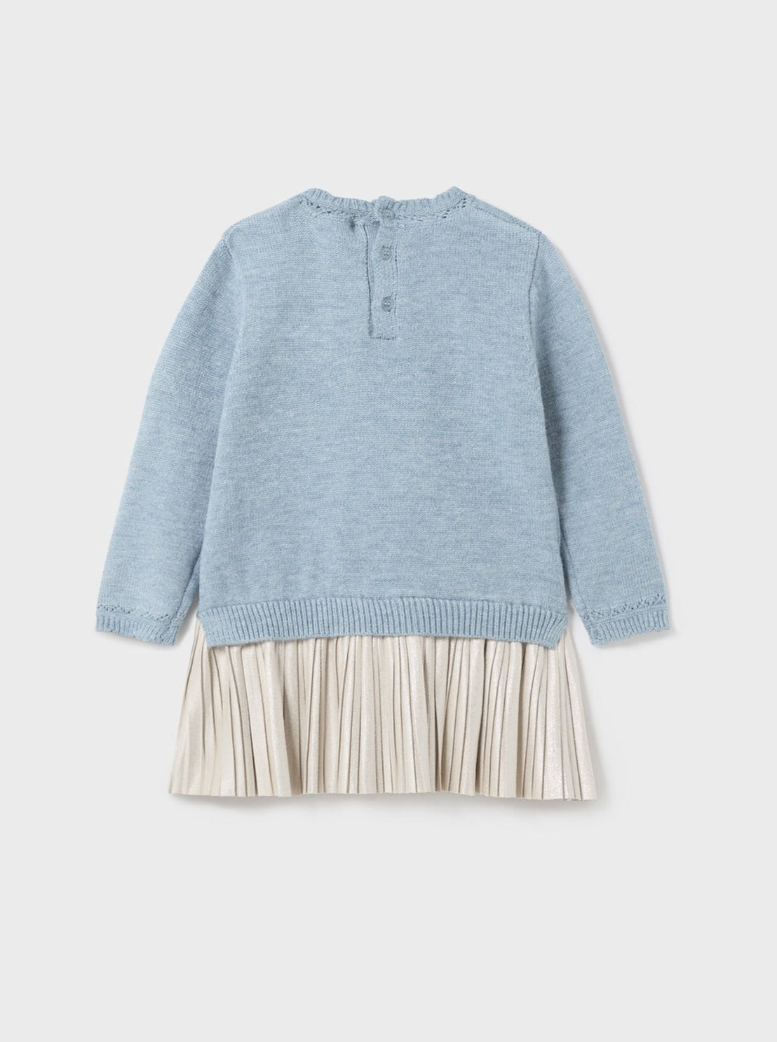 Mayoral Baby Blue Swan Pleated Knit Dress _2975-42
