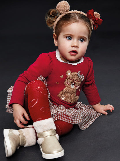 Mayoral Baby Red Teddy Embroidery Tulle Skirt Dress _2989-63