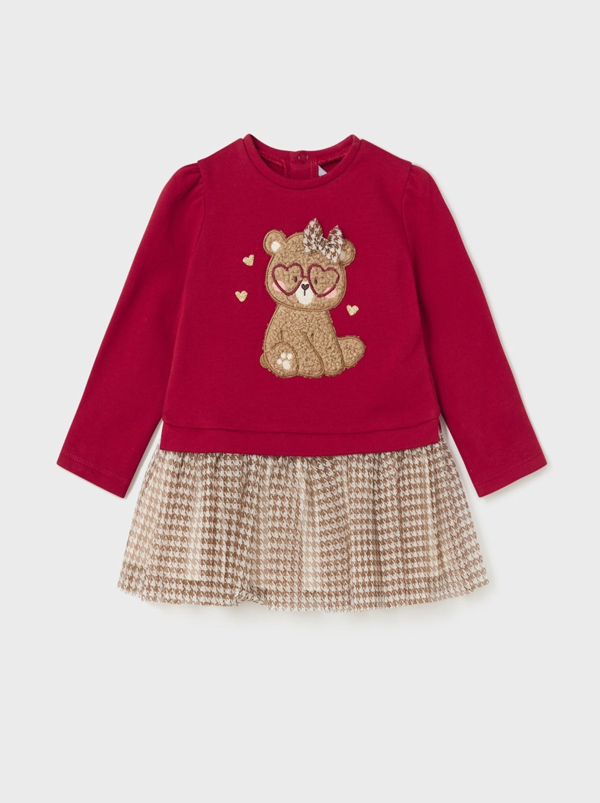 Mayoral Baby Red Teddy Embroidery Tulle Skirt Dress _2989-63