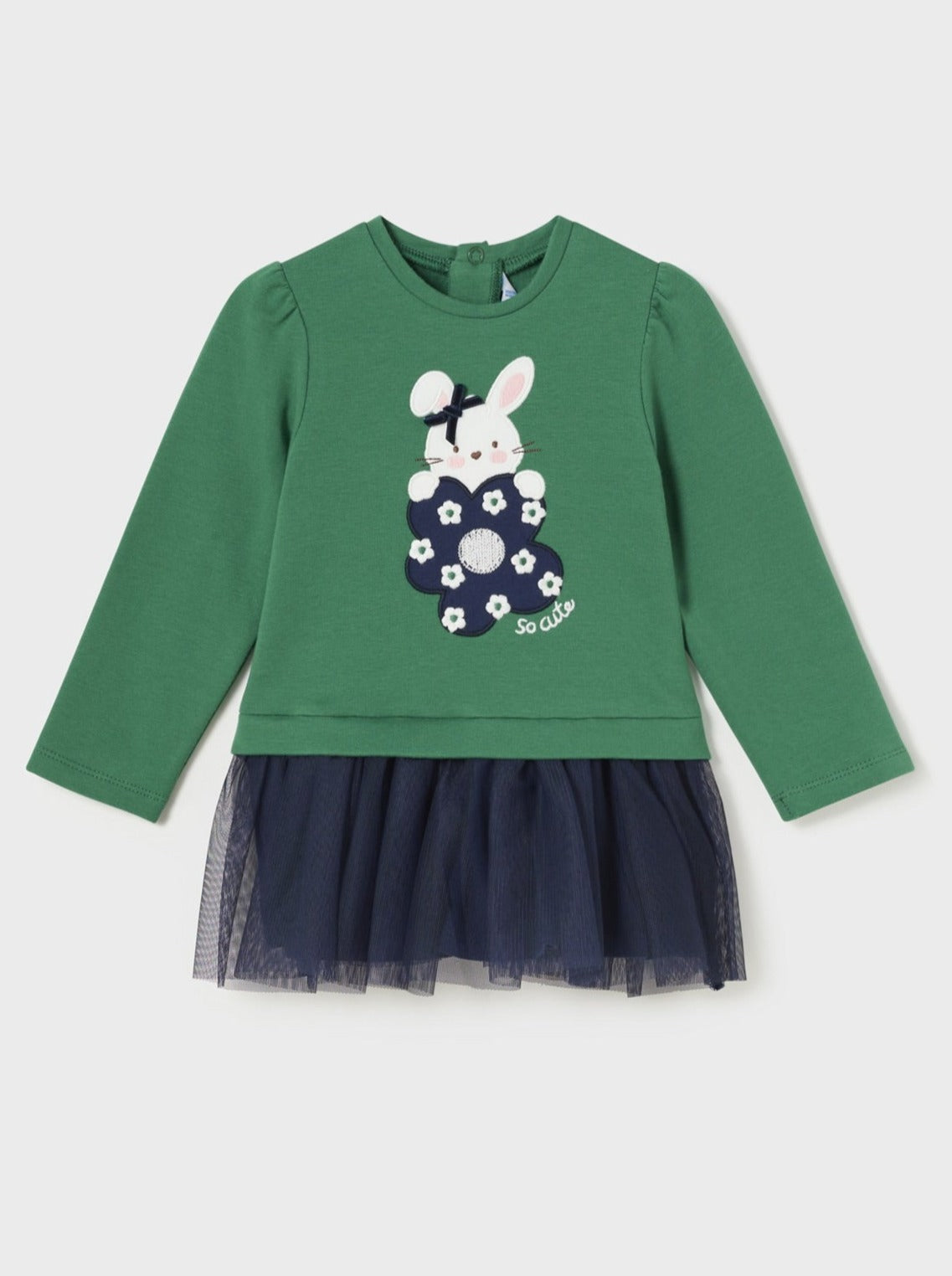 Mayoral Baby Green Bunny Graphic Tulle Skirted Dress _2989-64