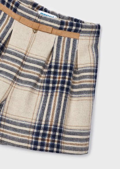 Mayoral Mini Cream & Navy Plaid Wool Shorts _4214-84