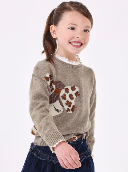 Mayoral Mini Mocha Girl Graphic Knit Sweater _4303-79