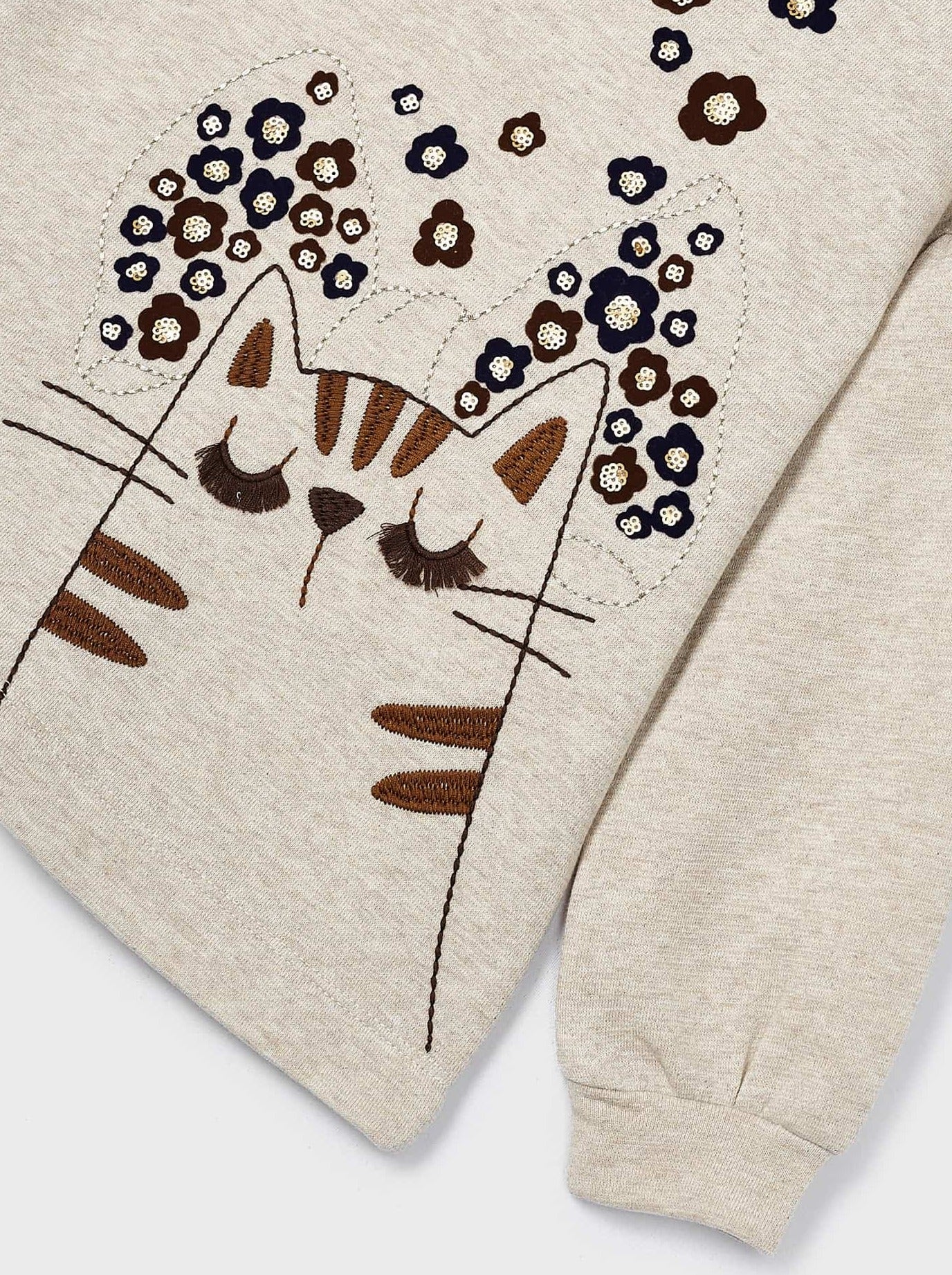 Mayoral Mini Beige Cat Sweatshirt & Faux Suede Leggings Set _4789-47