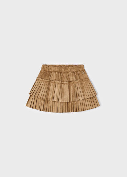 Mayoral Mini Mocha Faux Suede Pleated Skirt _4903-70