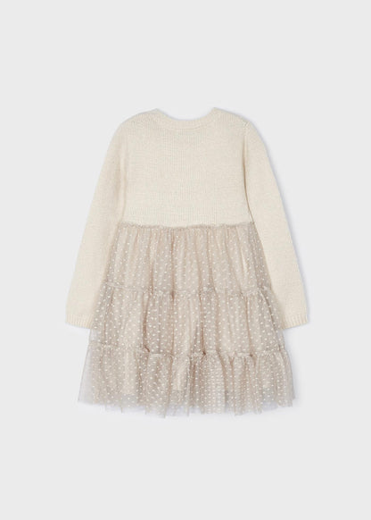 Mayoral Mini Off White Tulle Overlay Skirt Sweater Dress _4912-59