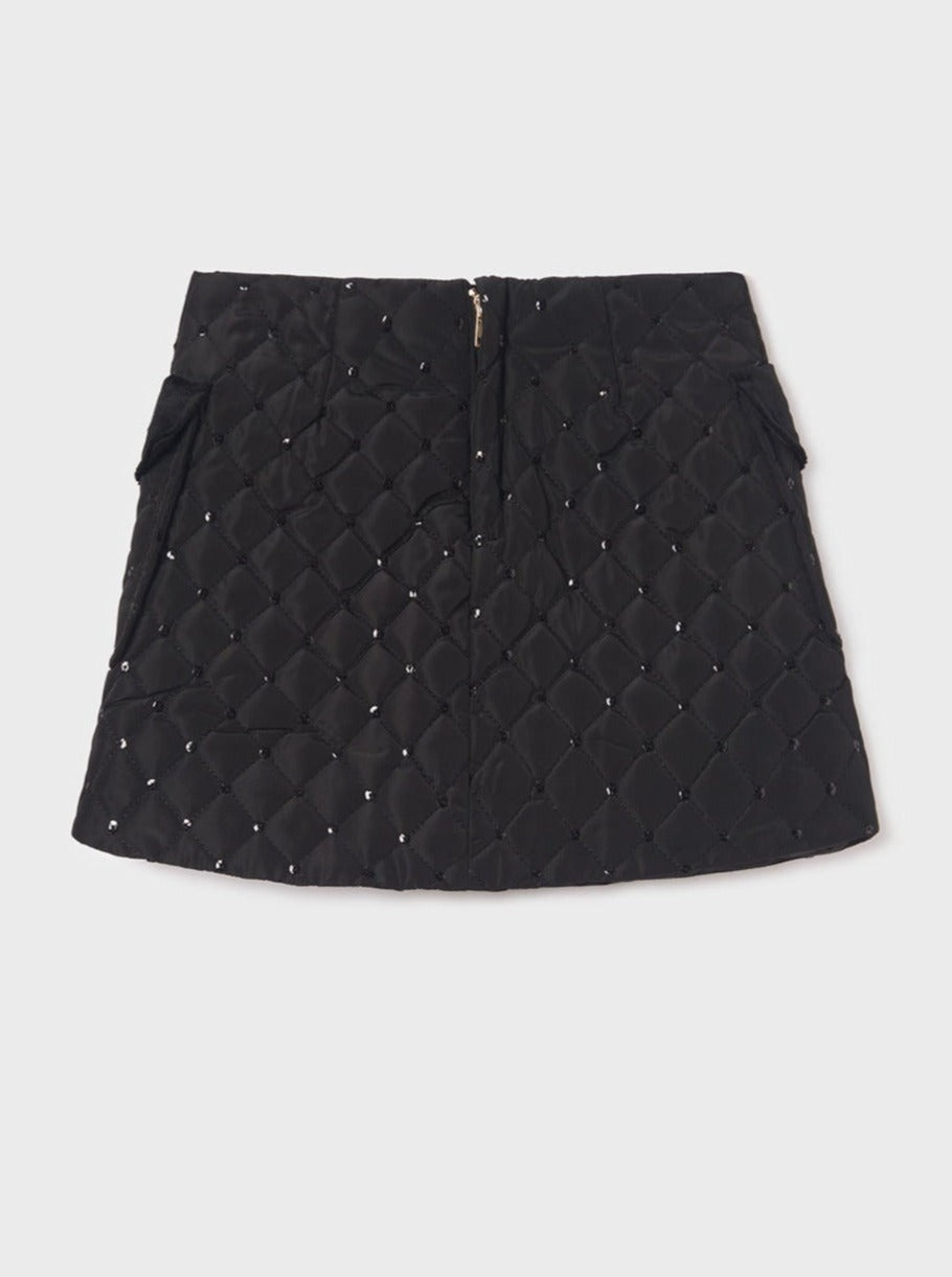 Abel & Lula Black Chic Quilted Sequin Skirt _5517-08