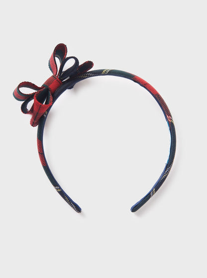 Abel & Lula Navy & Red Plaid Bow Headband _5986-05