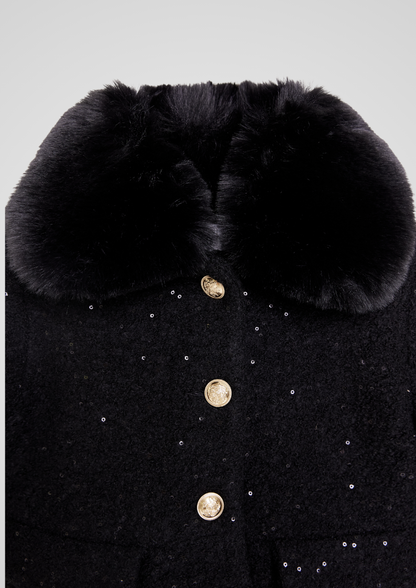 Girls Wool Coat With Fur Collar