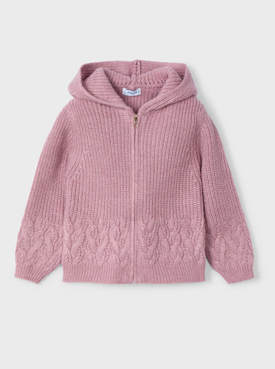 Girls Knit Zip-Up Hoodie Cardigan