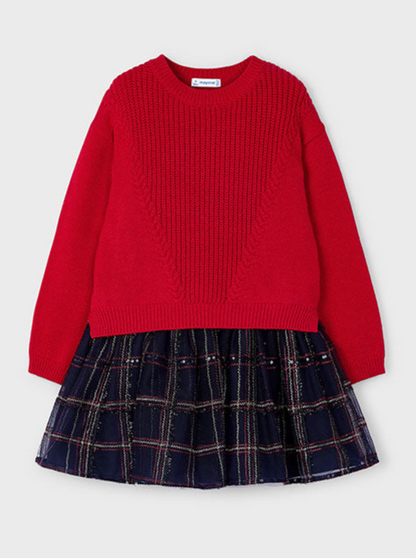 Girls Sweater and Plaid Dress