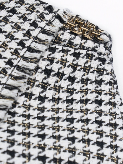 Girls Black & White Houndstooth Skort