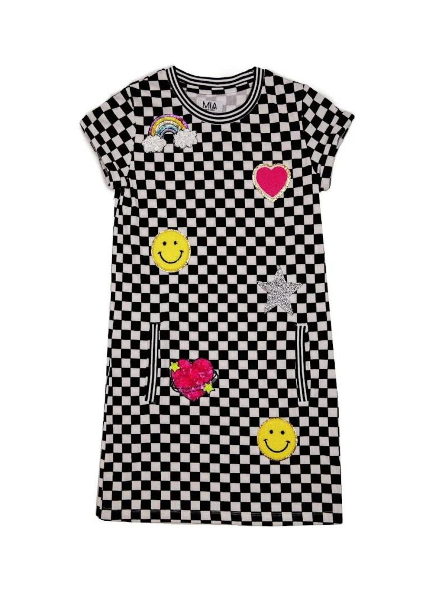 MIA Black & White Checkered T-Shirt Dress _809-3110