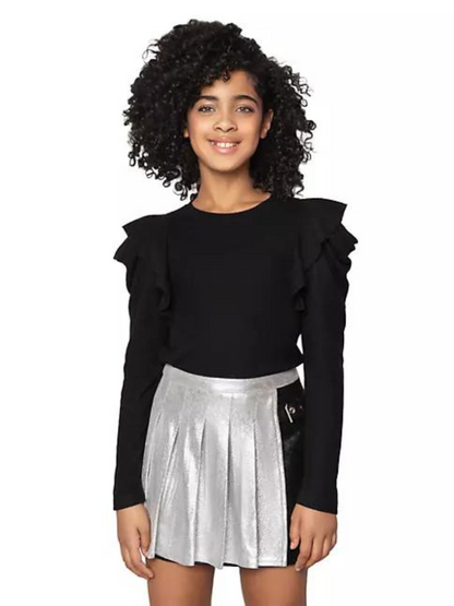 MIA Silver & Black Schoolgirl Pleated Skirt _336-1950