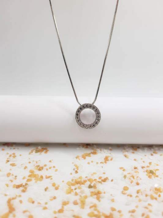 Rose collection _ Crystal Circle Necklace _Silver plated 214-435