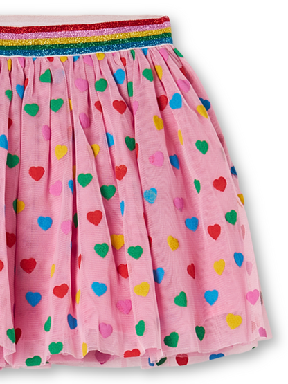 Stella McCartney Multi Colour Hearts Pink Tulle Skirt _TT7B41Z1308-547MC