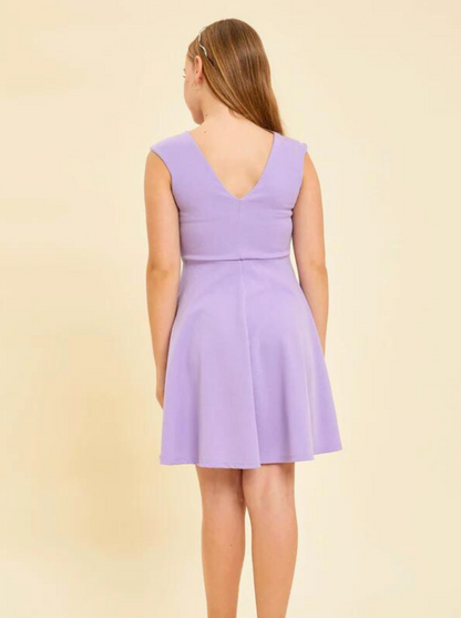 UDT Lilac Cap Sleeves Dress w/"V" Back _R3243KL-778