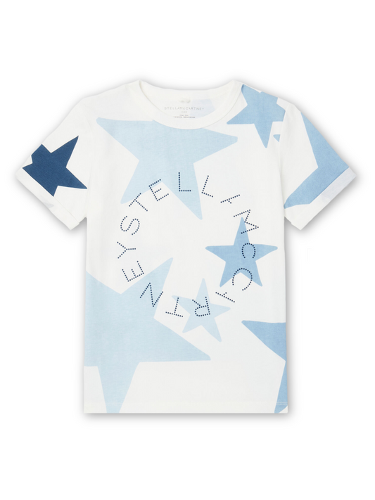 Stella McCartney White T-shirt With Blue Stars _TS8C11Z0913-101MC