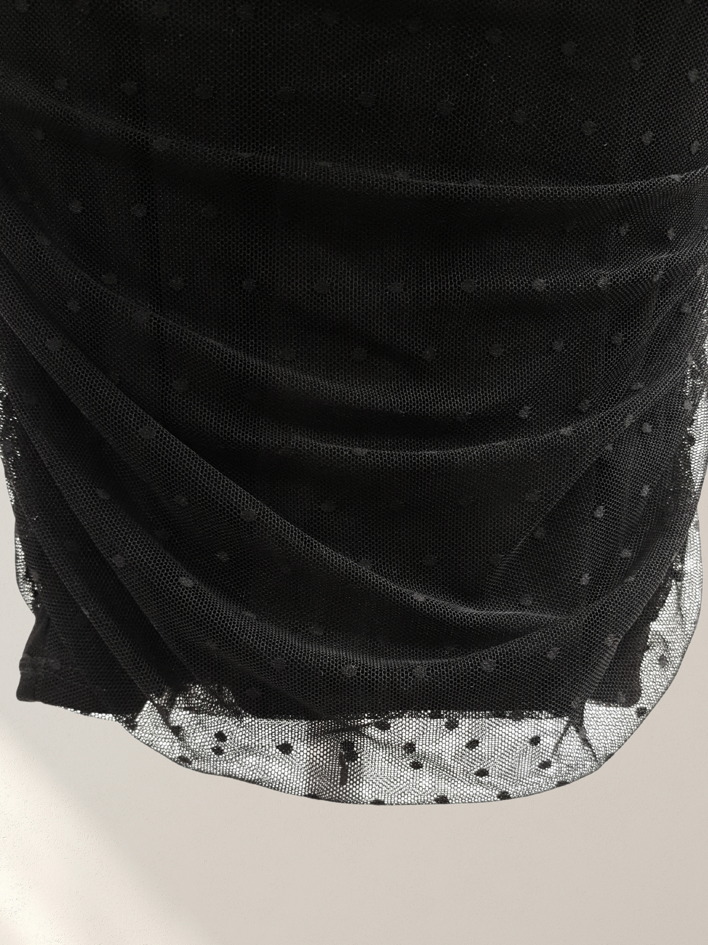 UDT Black Rouched Dotted Mesh Dress _T4004K-BLKDOT/BLK
