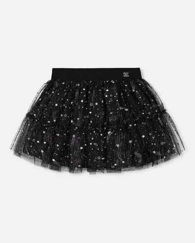 Girls Glittering Tulle Skirt With Frill