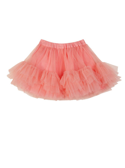 bright pink tulle skirt.  Skirt is to the knee with an elasticated waist. 