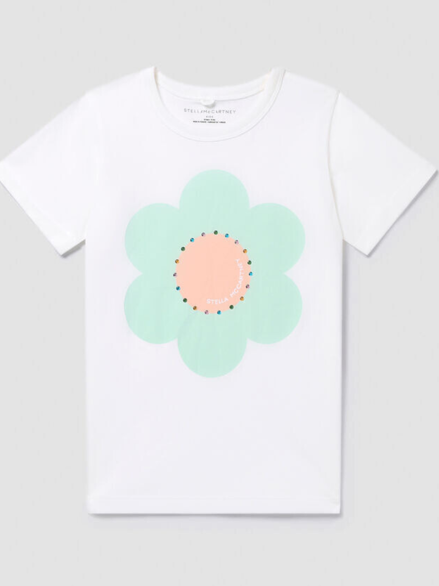 Stella McCartney White T-Shirt W/ Festive Flower Print _TU8E01-Z0434-101