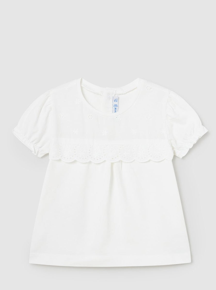 Mayoral Baby Eyelet Embroidery T-Shirt_ 1006-44