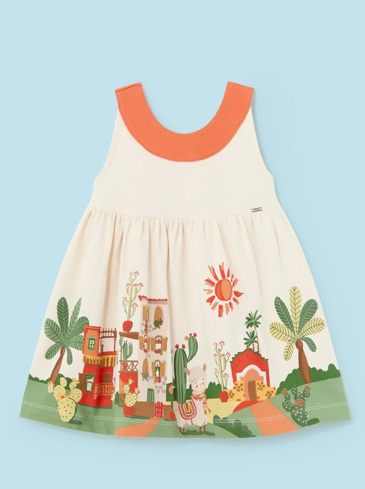 Mayoral Baby Cream Desert Graphic Knit Dress_ 1928-72