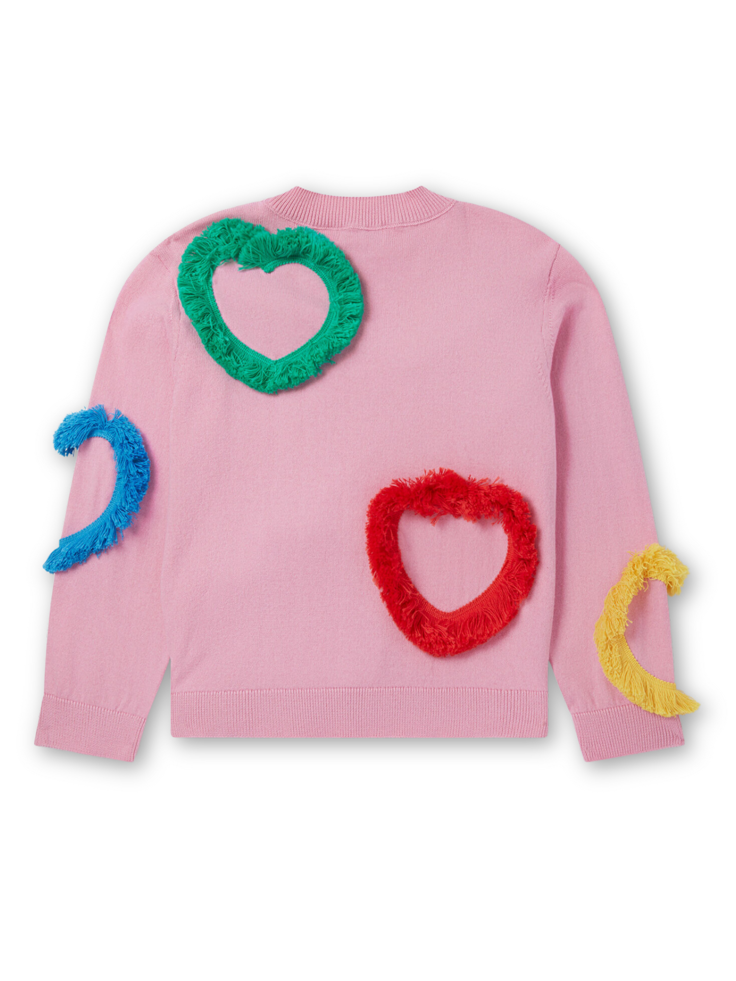 Stella McCartney Pink Sweater With Fringy Multicolor Hearts _TT9B70Z1562-547