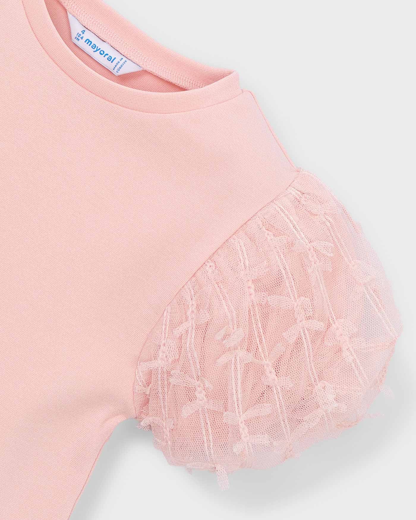 Mayoral Girls Short Sleeve Sleeve Tulle Shirt_ 3001