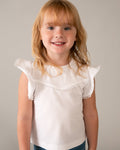 Mayoral Girls Short Sleeve T-Shirt With Lace Trim_ 3008