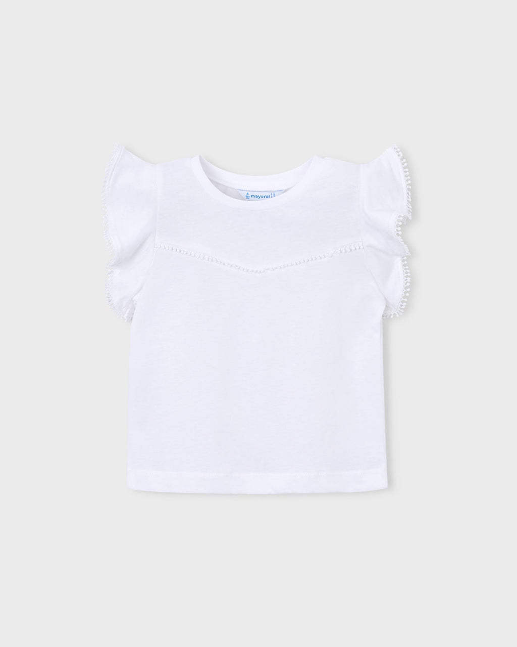Mayoral Girls Short Sleeve T-Shirt With Lace Trim_ 3008
