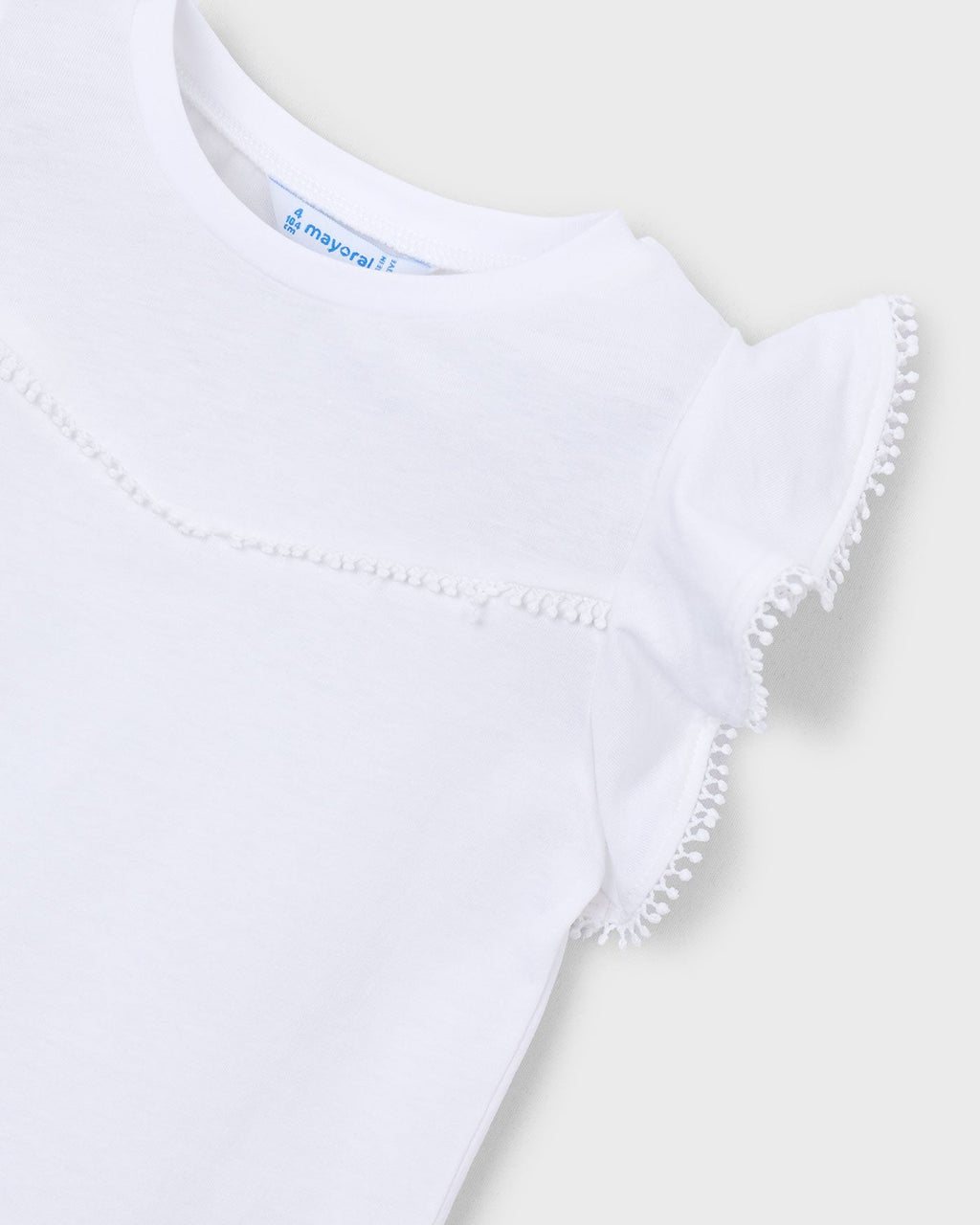 Mayoral Girls Short Sleeve T-Shirt With Lace Trim_ 3008