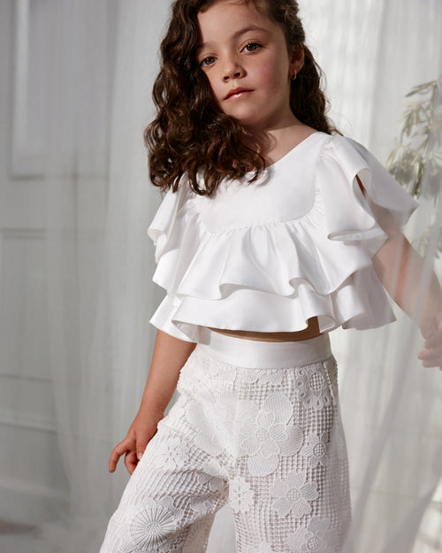 Abel & Lula Girls Lace Culotte Pants Set_ 5212