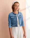 Abel & Lula Girls Denim Jacket With Pearls_ 5307