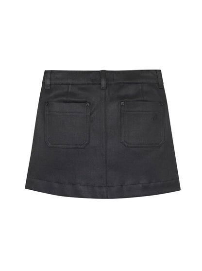DL1961 Jenny Mini Black Coated Denim Skirt_26467