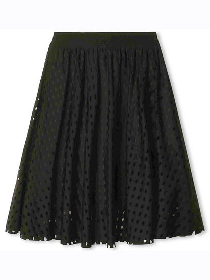 DKNY Junior Black Laser Cut Fancy Jersey Long Skirt _ D33621-09B