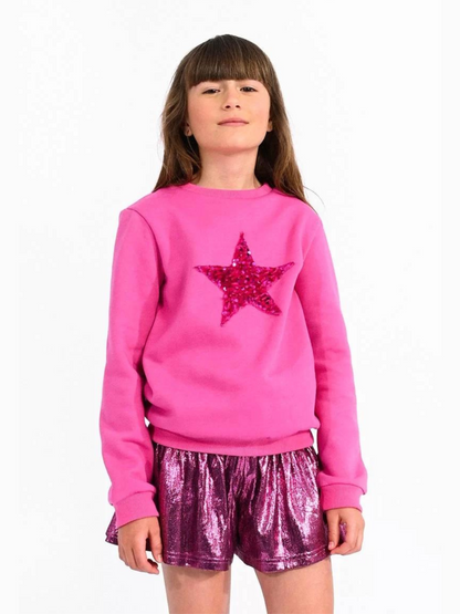 Mini Molly Pink Boyfriend Sweatshirt w/Sequined Star _MMT212BN23-1402